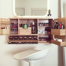 It's the ultimate makeup vanity solution when space is limited. Wall Mounted Makeup Organizer Wall Mounted Makeup Organizer Makeup Organization Makeup Organization Diy