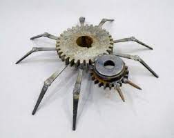 Rustic Welded Metal Spider Folk Art Sculpture Made With Found Gears And Other Scrap Metal Objects Scrap Metal Art Metal Art Welding Art