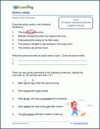 With diagramming sentences worksheets, organizers, verb searches, and flash cards, your child will be reading at the top of the class. Action Verb Worksheets K5 Learning