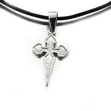 Collier Croix De Pic En Argent Et Cuir Collier Croix Collier Collier En Cuir