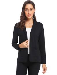 Beyove women's 3/4 stretchy ruched sleeve open front lightweight work office blazer jacket with plus size (size s~3xl). Womens Knit Blazer For Work Jacket Long Sleeve Cotton Solid Color Knit Casual Jackets For Women