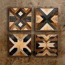 Wood Wall Art Reclaimed Wood Wall Art Set Of 4 Wood Wall Decor Geometric Wood Art Wood Mosaic Wall Art Lath Art Wood Wall Art Diy Lath Art Reclaimed Wood Wall Art
