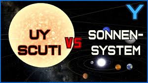 It is a hypergiant with a radius around 1,700 times larger than the sun. Uy Scuti Vs Sonnensystem Grosster Bekannter Stern Der Milchstrasse Gegen Sol Youtube