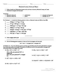 Conjugate acid base pairs worksheet answer key. Bronsted Lowry Acid Base Theory By Cation Learning Tpt