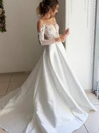 A slip wedding dress is designed to resemble an underslip that is typically worn under a garment. Elegant A Line Scoop Neck Long Sleeve White Satin Lace Wedding Dresses Simple Bride Dresses Sold By Dressmeet On Storenvy