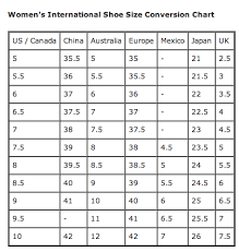 Womens International Shoe Size Conversion The Barn Family