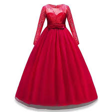 Price 25 99 28 99 Amazon Com Huanqiue Girls Lace Pageant Party Dress Wedding Flower Girl Maxi Gowns Long Sleeve Clothin Maxi Gowns Girly Dresses Dresses