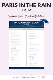 Easy 17 Key Kalimba Tabs Paris In The Rain By Lauv Number And Letter Notation Notations Music Theory Lettering