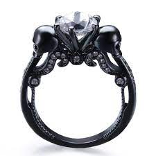 Gothic Skull Ring Black Zircon Punk Jewelry Trends Hill White Ring Skull Ring Rock Rings