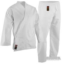 proforce 10oz karate uniform elastic drawstring 55 45 blend white 0 child 12 14