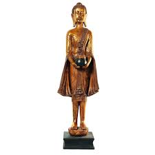 Statue Bouddha Debout En Resine Doree H 142 Cm Restaurant Thailandais Statue Bouddha Statue Et Maison Du Monde