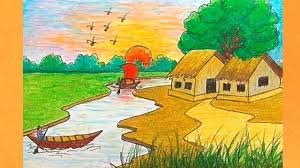 Indian village scenery drawing and painting | village scenery drawing | nature drawing painting may 2021 hii am biswanath paul. Pin On Scenery Drawing Coloring