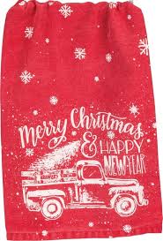 My dish towels measure 16 1/2 x 28″ (unfinished). Red Truck Snowflakes Merry Christmas Happy New Year Holiday Kitchen Dish Towel Contemporary Dish Towels By Mary B Decorative Art Houzz