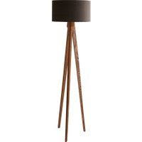 Tripod Walnut Wooden Floor Lamp With Grey Velvet Shade 220 Habitat Wooden Floor Lamps Wooden Flooring Lamp