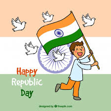 Republic Day Background With Boy Holding Flag Vector Free