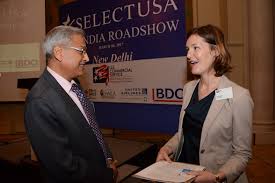 Mr Rajiv Arora Interacting With Ms Mary Martin Consular Officer Us Embassy At The Select Usa Roadshow Organized By Mary Martin The Selection The Unit