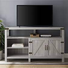 Woven Paths Modern Farmhouse Highboy Tv Stand For Tvs Up To 65 Stone Grey Walmart Com Highboy Tv Stand Barn Door Tv Stand Farmhouse Tv Stand