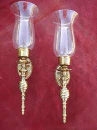 Get the best deal for brass vintage/retro candle sconces from the largest online selection at ebay.com. Polished Brass Wall Sconces For Candles Candle Sconce Pair W Glass Hurricane Shades