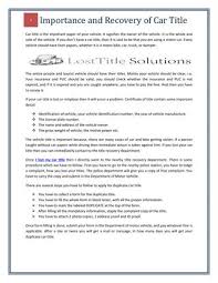 You must have a current u.s. Importance And Recovery Of Car Title By Lost Title Solutions Issuu