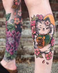 Great Day Tattooing Natashiadanyale Snagged This Maneki Neko Flash I Posted For Today And I Love How It Looks Japanese Tattoo Tattoos Japanese Sleeve Tattoos