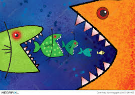 Now, when you cross through to the bottom of the sea, you become a small fish and have a dream of growing up. Big Fish Eat Small Fish Illustration 31241403 Megapixl