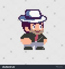 Set Of Game Characters In Perfect Pixel Art Style Man Or Boy In Hat Retro 8 Bit Or 16 Bit For Your Games Retro Business Desig Pixel Art Game Character Art