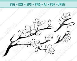 Tree Branch With Flowers Cherry Blossoms Svg Sakura Cricut Etsy Cherry Blossom Drawing Cherry Blossom Vinyl Decal Diy