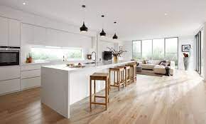 A pure white scandinavian kitchen with a white rustic table, a rough wooden bench and a light blue cabinet with photos. 20 Inspiring Modern Scandinavian Kitchen Design Ideas Trendhmdcr Scandinavian Kitchen Design Kitchen Inspiration Design Modern Scandinavian Interior