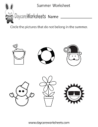 free preschool summer worksheet