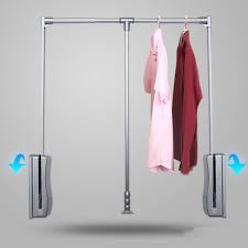 Clothes hanging on rail in white wardrobe with boxes. Flexible Lift Pull Down Wardrobe Closet Clothes Hanging Rail 490 1245mm Rack Uk Ebay