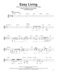 Easy Living By Billie Holiday Real Book Melody Lyrics Chords C Instruments Digital Sheet Music