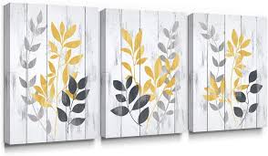 We went with a minimal, black, 'sketchy' look, to keep it simple and artsy. Buy Sumgar Yellow Wall Art Leaf Flower Canvas Pictures Grey And Mustard Olive Leaves Rustic Print Ochre Plant Vintage Painting Artwork Home Decor For Bathroom Bedroom Living Room 30x40cm 3 Panels Online