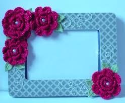 The rosebuds crochet picture in frame pattern is a free on my blog. Let S Create Hot Pink Crochet Flowers Altered Picture Frame