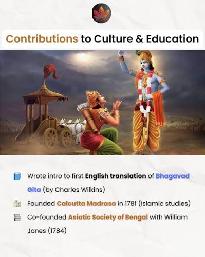 👑 Warren Hastings — First Governor-General of India (1774–1785) 📜 Abolished Bengal's Dual Government via Regulating Act, 1773 📈 Reformed tax system — auctioned revenue collection rights 🏫 Founded Calcutta Madrasa (1781)