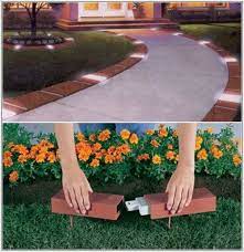 Brick Edging With Lighting Brick Edging Garden Design Outdoor Gardens