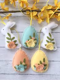 Set Of 5 Felt Hanging Easter Decoration Easter Bunny Egg Easter Rabbit Easter Twiggy Tree Hanging Ornament Traditional Easter Ornament Felt Easter Crafts Easter Bunny Decorations Easter Crafts Diy