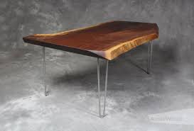 Uenjoy rectangular glass coffee table shelf chrome walnut wood living room furniture. Walnut Live Edge Coffee Table Chrome Legs Anglewood Live Edge Custom Furniture Toronto
