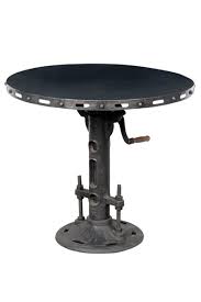 Industrial Cast Iron Pedestal Round Dining Table With Steel Top Adjustable Height Rockett St George With Images Dining Table Industrial Dining Table Table