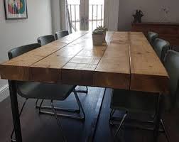 Industrial Chic Sleeper 10 12 Seat Solid Wood Metal Straight Etsy In 2021 Custom Coffee Table Wood And Metal Table