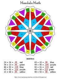 2 Digit Addition Mandala Math Color By Number Math Math Coloring Math Coloring Worksheets
