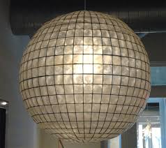 Vintage mid century capiz scallop shell glass globe chandelier light iridescent. Capiz Shell Globe For Sale At 1stdibs
