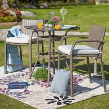 A wide variety of outdoor bistro table and chairs options are available to you, such as specific use. Patio Festival 3 Piece Wicker Outdoor Bar Height Bistro Set With Off White Cushions Pf19032 The Home Depot