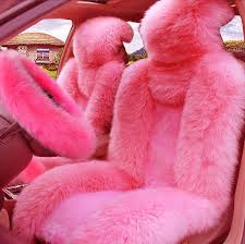 5pcs Set Car Front Seat Cover Fur Car Seat Steering Wheel Cover Pink Wool Winter Essential Universal Furry Fl Pink Car Accessories Pink Car Interior Pink Car