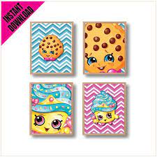 Shopkins Party Posters Instant Download Printables Set Of 4 Shopkins Room Decor Shopkins Room Shopkins Party