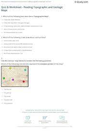 Topographic Map Worksheets Middle School Quiz Worksheet Reading Topographic And Geologic Maps Map Worksheets Reading Worksheets Map Reading