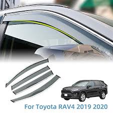 Farmhouse paint colors interior 2019 camry xse ventshades. Vesul Outside Mount Tape On Polycarbonate Rain Guard Vent Visor Fit For Toyota Rav4 2019 2020 Window Wind Deflector Shield Cover Sun Vent Shade With 304 Stainless Steel Trim Rav4gen5