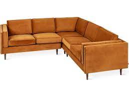 Gus Modern Adelaide Velvet Rust Sectional Sofa In 2021 Gus Modern Sectional Sectional Sofa