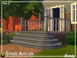 Sims 4 Stairs Add On Part 2 By Mutske This Set Contains Corner And Rounds Stairs They Match Ea Stairs But Are Not Stairs Round Stairs Outside Stairs