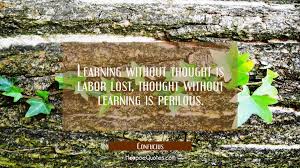 Learning without thought is labor lost, thought without learning is perilous.  - HoopoeQuotes