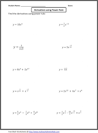 There are several other types of problems on the sheet. Find The Derivatives Using Power Rule